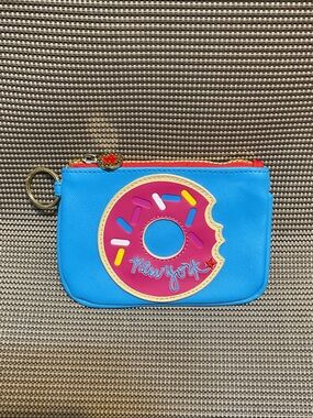 Dabney Lee Bright Blue Coin Pouch with Pink Donut Applique